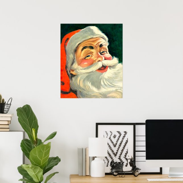Vintage Christmas, Jolly Retro 50's Santa Claus Poster (Home Office)