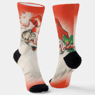 Vintage Christmas, Jolly Retro 50s Santa Claus Socks