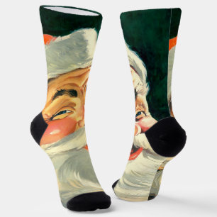 Vintage Christmas, Jolly Retro 50's Santa Claus Socks