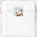 Vintage Christmas Jolly Santa Blue Red Holiday Square Sticker | Zazzle