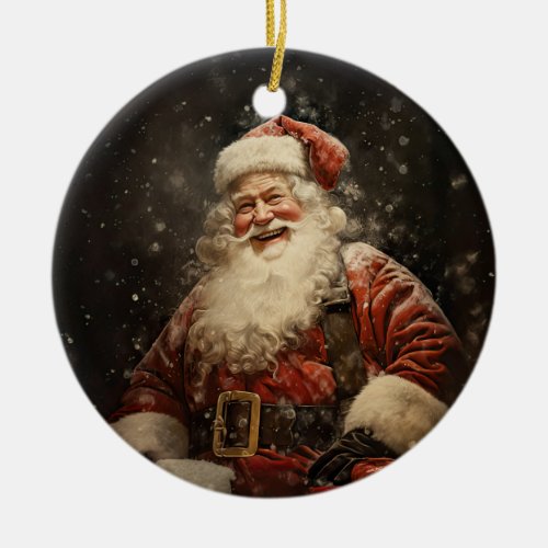 Vintage Christmas Jolly Santa Claus Holiday Ceramic Ornament