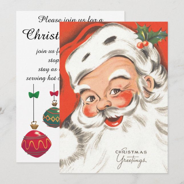 Vintage Christmas, Jolly Santa Claus Invitation (Front/Back)
