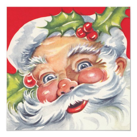 Vintage Christmas, Jolly Santa Claus Invitation | Zazzle