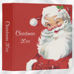 Vintage Christmas, Jolly Santa Claus Winking 3 Ring Binder