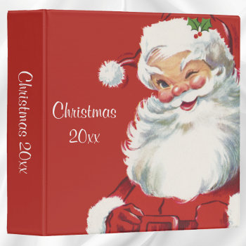 Vintage Christmas  Jolly Santa Claus Winking 3 Ring Binder by ChristmasCafe at Zazzle