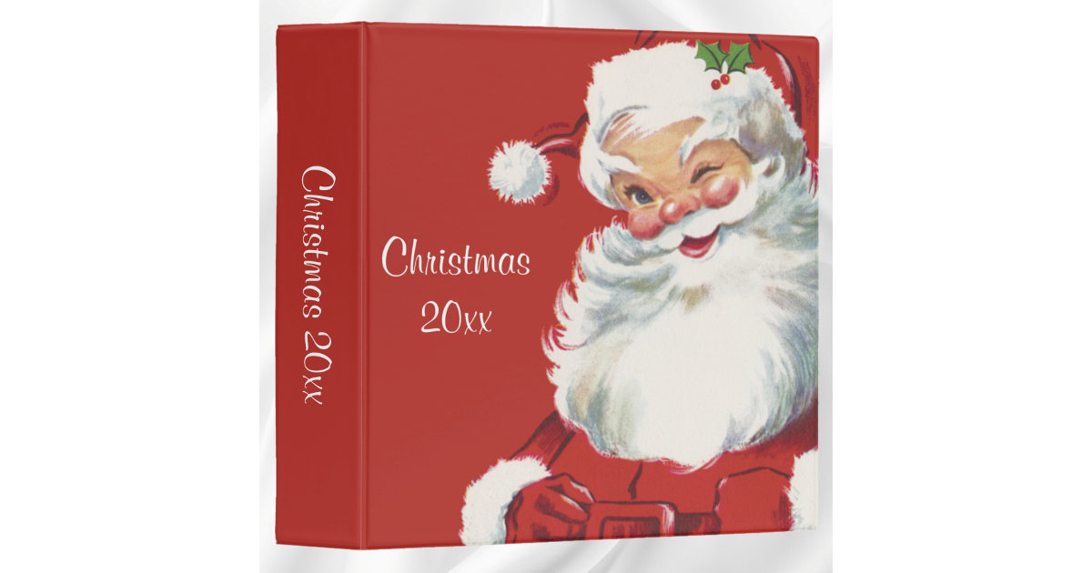 Santa Claus with Present Christmas Photo Album 3 Ring Binder