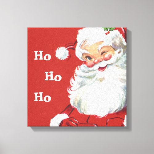 Vintage Christmas Jolly Santa Claus Winking Canvas Print