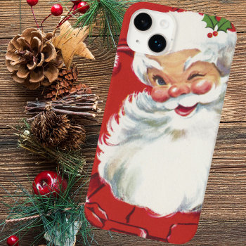 Vintage Christmas  Jolly Santa Claus Winking Case-mate Iphone 14 Plus Case by ChristmasCafe at Zazzle