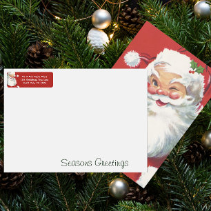 Vintage Christmas, Jolly Santa Claus Winking Label