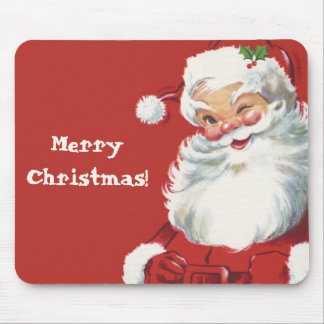 Vintage Christmas, Jolly Santa Claus Winking Mouse Pad