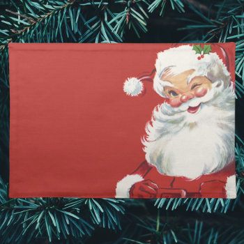 Vintage Christmas  Jolly Santa Claus Winking Placemat by ChristmasCafe at Zazzle