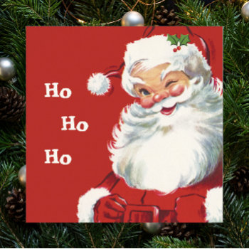Vintage Christmas  Jolly Santa Claus Winking Poster by ChristmasCafe at Zazzle