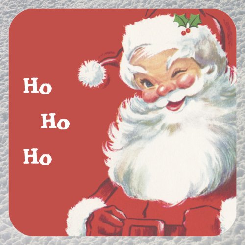 Vintage Christmas Jolly Santa Claus Winking Square Sticker