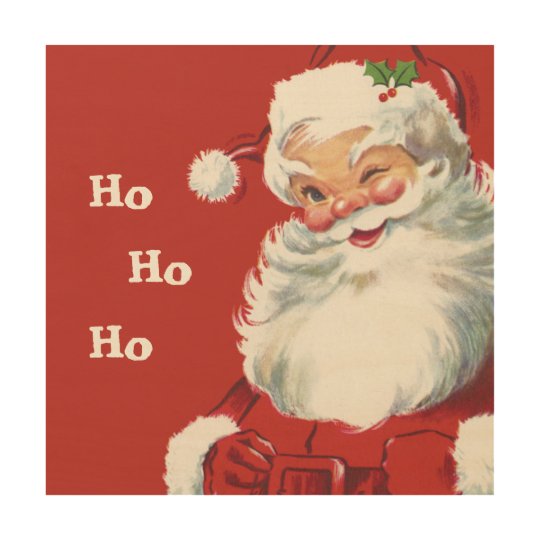 Vintage Christmas, Jolly Santa Claus Winking Wood Wall Art | Zazzle.com