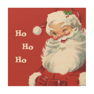Vintage Christmas, Jolly Santa Claus Winking Wood Wall Decor