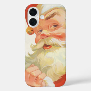 Vintage Christmas, Jolly Santa Claus with a Secret iPhone 16 Case