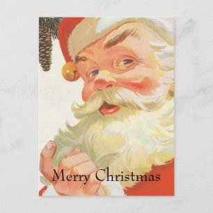 Vintage Christmas, Jolly Santa Claus with a Secret Holiday Postcard