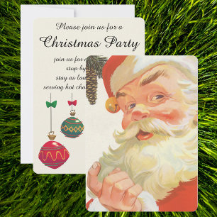 Vintage Christmas, Jolly Santa Claus with a Secret Invitation