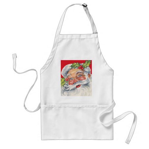 Vintage Christmas Jolly Santa Claus with His Hat Adult Apron
