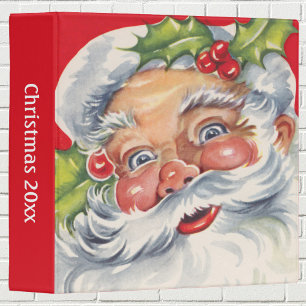 Vintage Christmas, Jolly Santa Claus with His Hat Binder