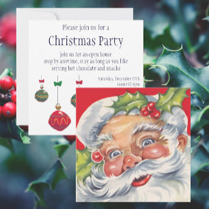 Vintage Christmas, Jolly Santa Claus with His Hat Invitation