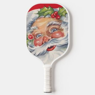 Vintage Christmas, Jolly Santa Claus with His Hat Pickleball Paddle