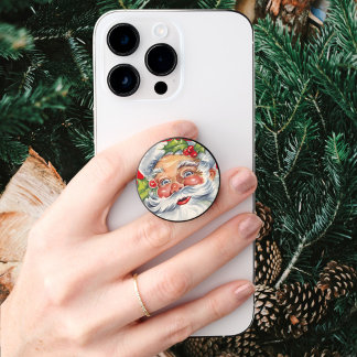 Vintage Christmas, Jolly Santa Claus with His Hat PopSocket