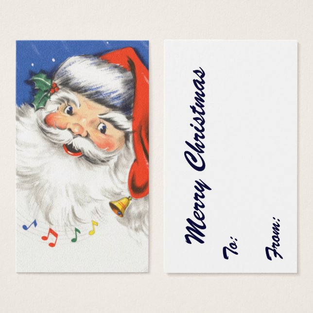 Vintage Christmas, Jolly Santa Claus with Music (Front & Back)