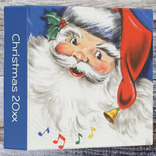 Vintage Christmas Jolly Santa Claus with Music 3 Ring Binder