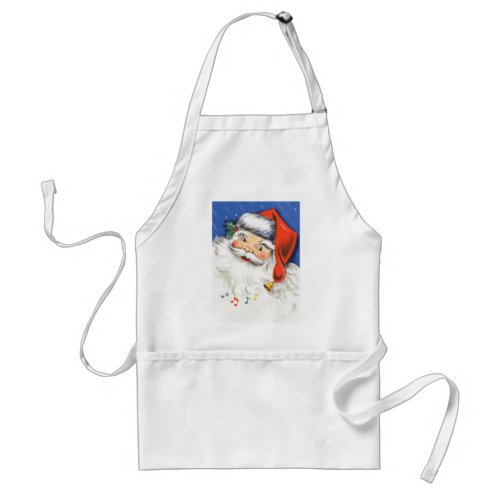 Vintage Christmas Jolly Santa Claus with Music Adult Apron