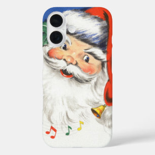 Vintage Christmas, Jolly Santa Claus with Music iPhone 16 Case