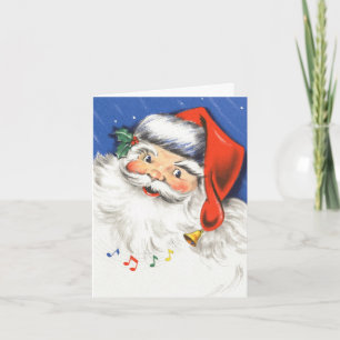 Vintage Christmas, Jolly Santa Claus with Music Holiday Card