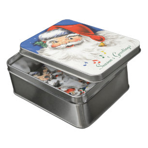 Vintage Christmas, Jolly Santa Claus with Music Jigsaw Puzzle