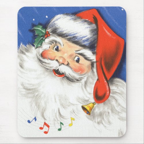 Vintage Christmas Jolly Santa Claus with Music Mouse Pad