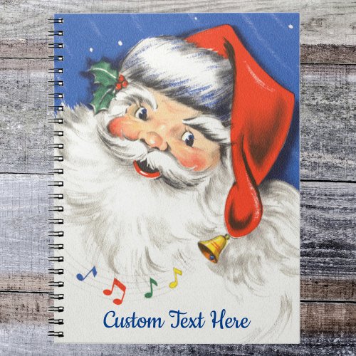 Vintage Christmas Jolly Santa Claus with Music Notebook