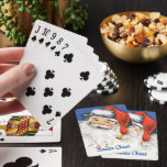 Vintage Christmas, Jolly Santa Claus with Music Poker Cards<br><div class="desc">Vintage illustration Merry Christmas holiday image featuring a jolly Santa Claus with a big smile or grin. He is smiling, laughing and wearing a Santa hat with some holly and berries. His bright red hat has a bell on the end that is playing some music and musical notes are floating...</div>
