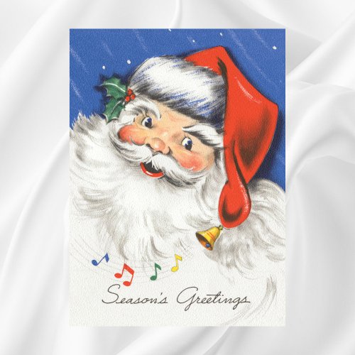 Vintage Christmas Jolly Santa Claus with Music Poster