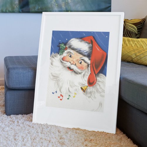 Vintage Christmas Jolly Santa Claus with Music Poster