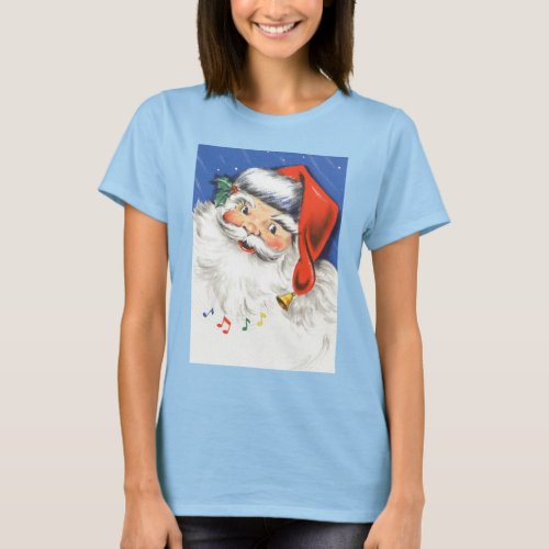 Vintage Christmas Jolly Santa Claus with Music T_Shirt