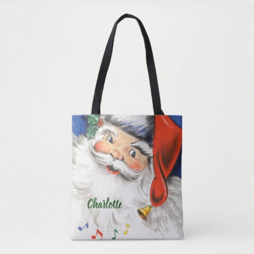 Vintage Christmas Jolly Santa Claus with Music Tote Bag