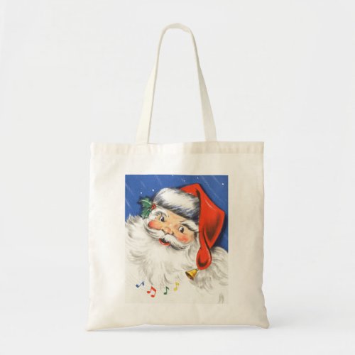 Vintage Christmas Jolly Santa Claus with Music Tote Bag