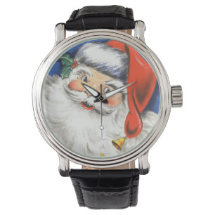 Vintage Christmas, Jolly Santa Claus with Music Watch