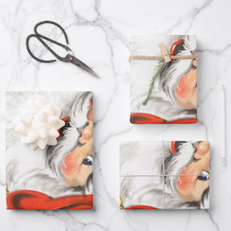 Vintage Christmas, Jolly Santa Claus with Music Wrapping Paper Sheets
