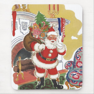 Vintage Christmas, Jolly Santa Claus with Presents Mouse Pad