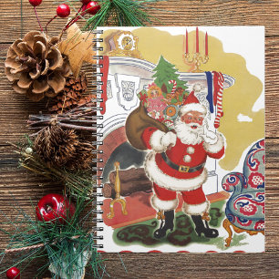 Vintage Christmas, Jolly Santa Claus with Presents Notebook