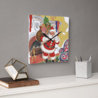 Vintage Christmas, Jolly Santa Claus with Presents