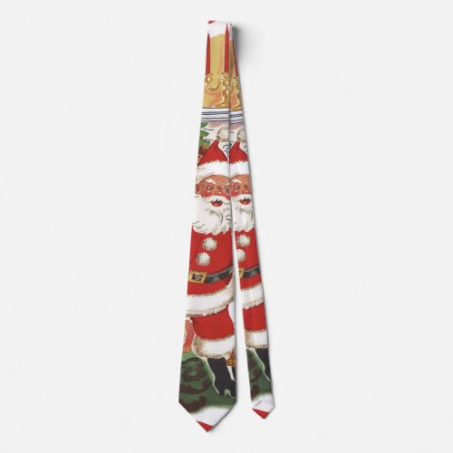 Vintage Christmas Jolly Santa Claus with Presents Tie