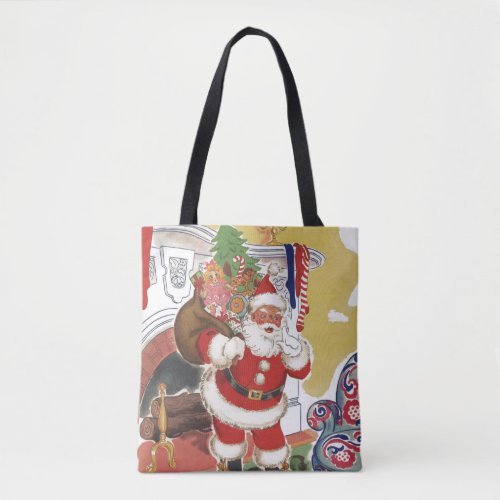 Vintage Christmas Jolly Santa Claus with Presents Tote Bag