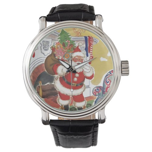 Vintage Christmas Jolly Santa Claus with Presents Watch
