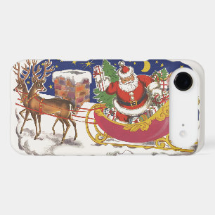 Vintage Christmas, Jolly Santa Claus with Sleigh iPhone 17 Air Case